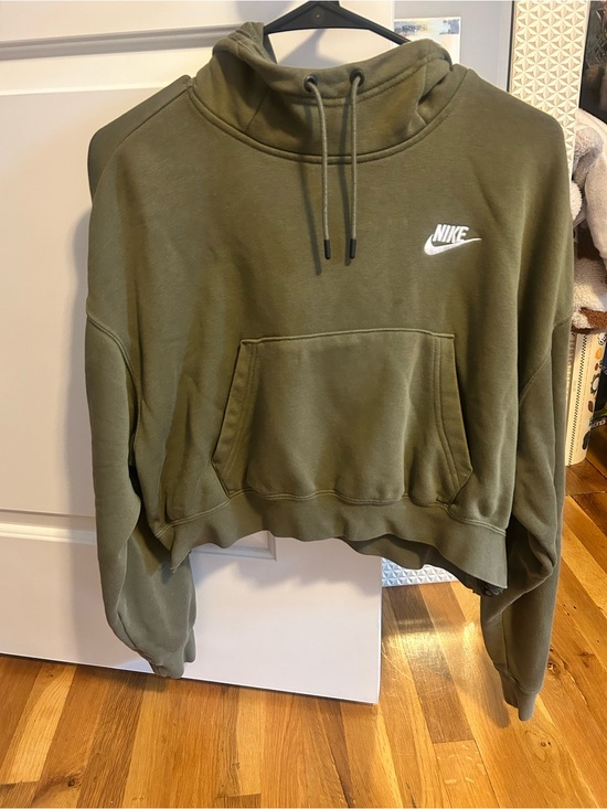 Nike Tops - Nike Olive Green Cropped Pullover Hoodie
